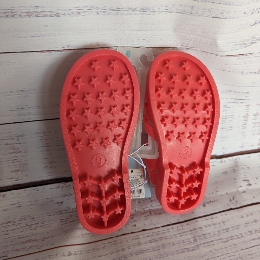 NWT Cat & Jack Girls Velcro Coral / Red / Pink Girls Sandals 8,10,11,12 - Picture 3 of 5
